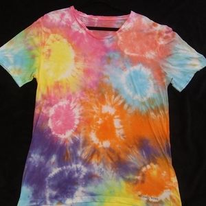 Hand dyed Michael Kors v neck rainbow tie dye